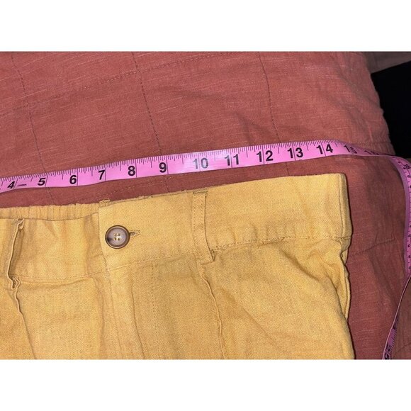 Joie Yellow Pleated Linen Elastic Waist Wide-Leg Cropped Pants Women's Size 28 - Picture 3 of 8